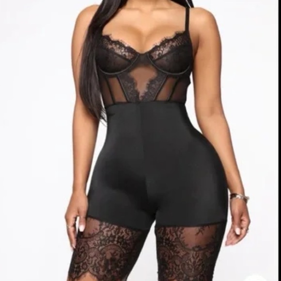 Fashion Nova ‘Baby Girl’ Black Biker Short Lingerie Romper - Picture 8 of 10